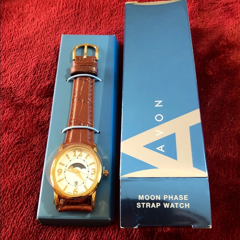 Avon Moon Phase Strap Watch NWT in original box